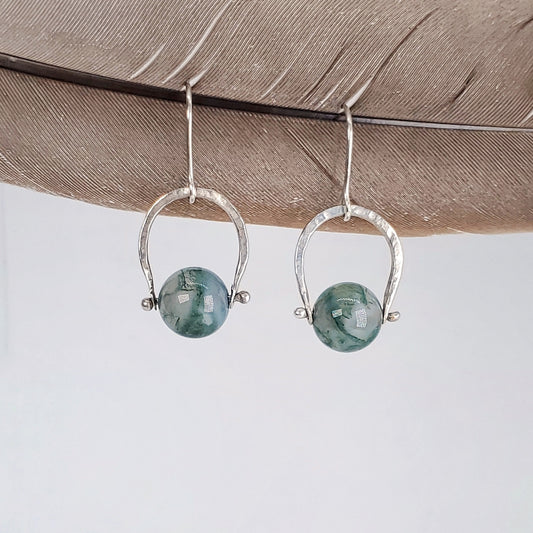 Moss Agate Spinner Earrings