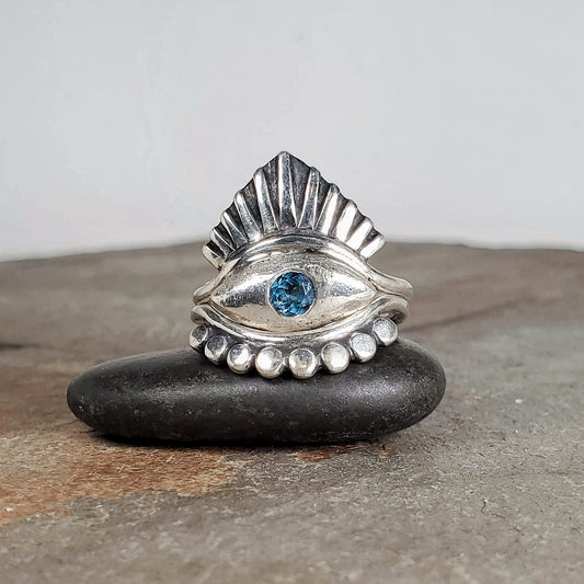 Blue Topaz Evil Eye Ring