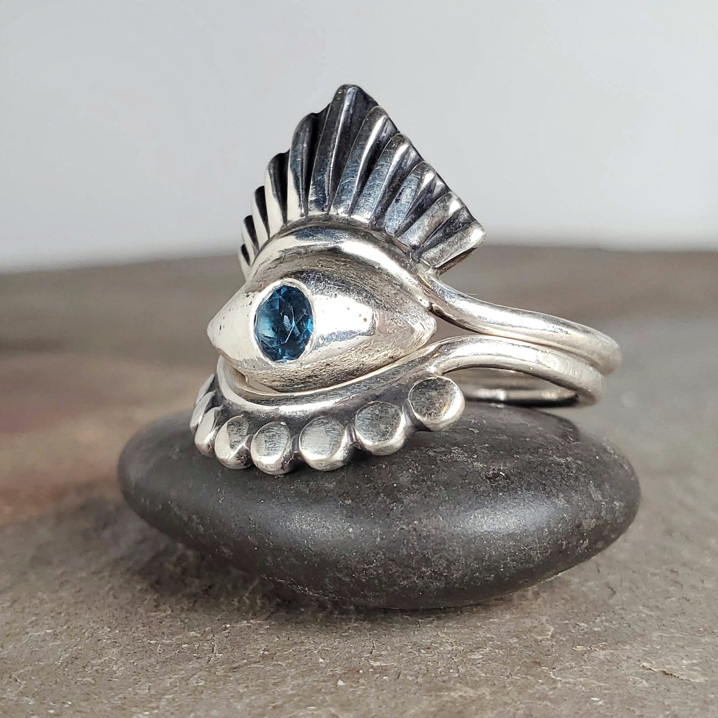 Blue Topaz Evil Eye Ring