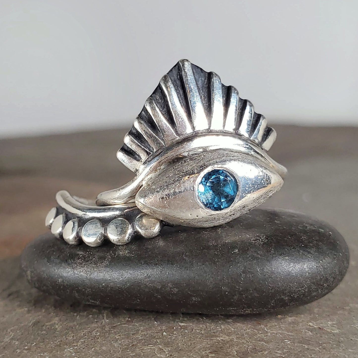 Blue Topaz Evil Eye Ring