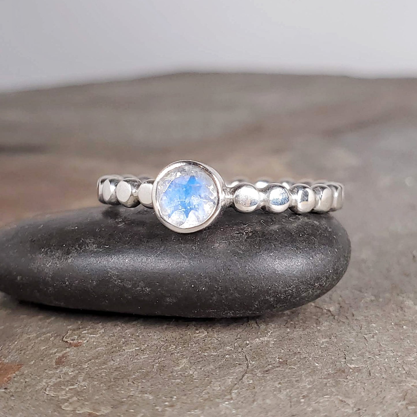 Rainbow Moonstone Beaded Ring