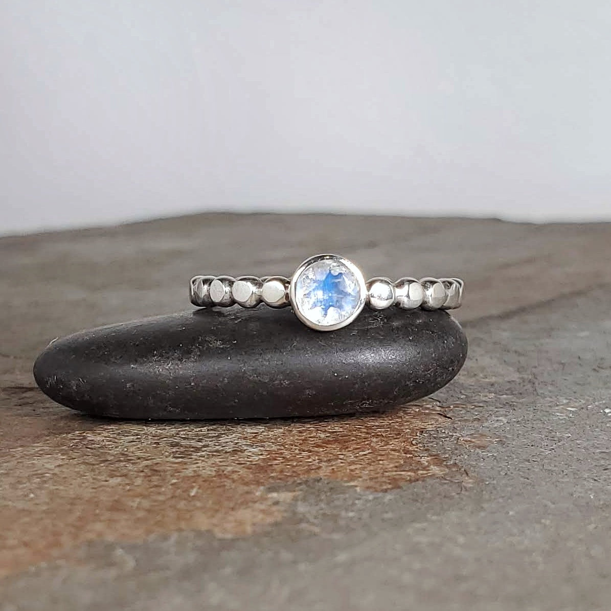 Rainbow Moonstone Beaded Ring